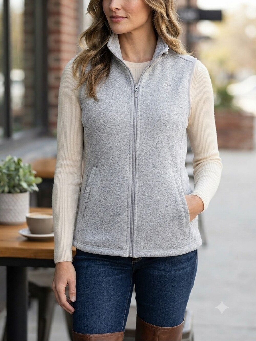 Ridgecut Toughwear Women's Gray Full Zip Fleece Lined Vest Size S Zip Pockets